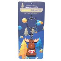  Cartoon Moose Keychain, Canada Flag 
