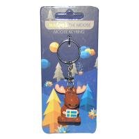  Cartoon Moose Keychain, Sweden Flag 
