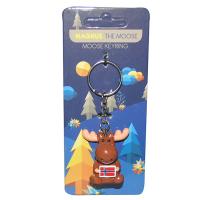  Cartoon Moose Keychain, Norway Flag 