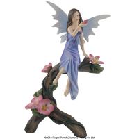  Wish Fairy Sat on Tree Trunk Holding Flower 