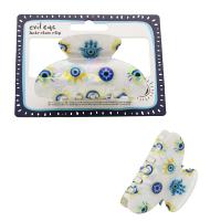  8 Cm Hair Claw, Pearlised, Evil Eye, Blue And Yellow 