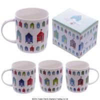  Jan Pashley Beach Hut Seaside Design Bone China Mug (E6) 