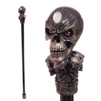  Black Walking Stick with Bronze Skull with Multi Skulls 
