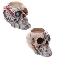  Half Robot Half Skull Tea Light Holder 