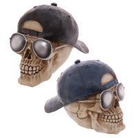  Skull Wearing Backwards Baseball Cap and sunglasses 