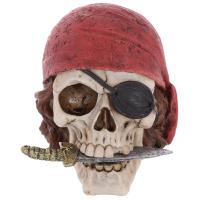  Pirate Skull Decoration with Head Scarf and Knife 