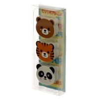  Tiger Bear and Panda 3 Piece Eraser Set 