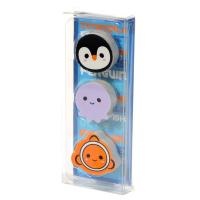  Penguin Octopus and Clown Fish 3 Piece Sealife Eraser Set 