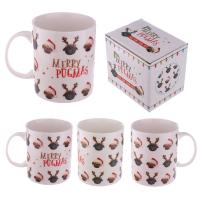  Jack Evans Christmas Pugs bone china mug 