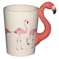  Flamingo Shaped Handle Mug with Flamingo Decal 